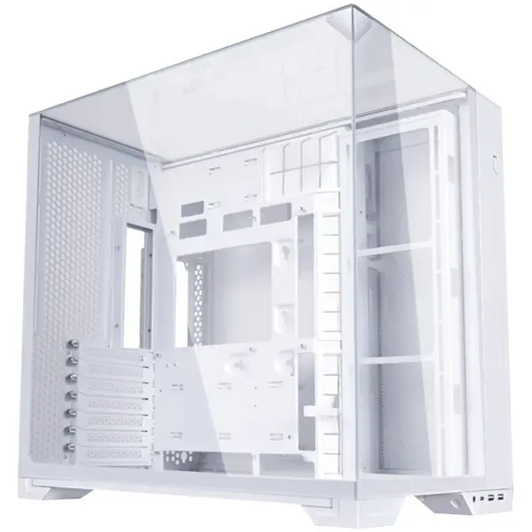 LIAN LI Carcasa PC Lian Li O11 VISION COMPACT, Middle Tower RGB, mITX, mATX, ATX, E-ATX, Sticla temperata, 11 ventilatoare suportate, Alb
