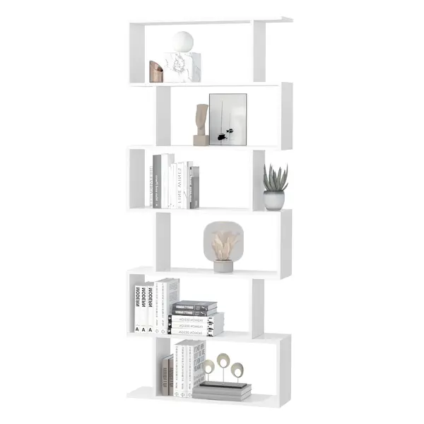 Librarie de Design Modern HOMCOM, Rafturi Albe, 80x23x192cm | Aosom Romania