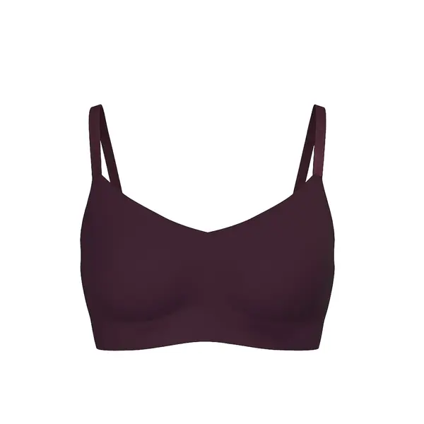 Lightly lined wireless comfort bra - burgundy S