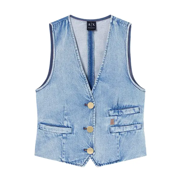 Lightweight cotton and lyocell denim vest blue 4