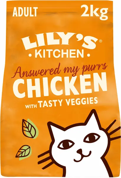 LILY'S KITCHEN Answered my purrs, hrană uscată pentru pisici, cu Pui şi legume
