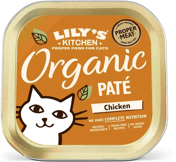 LILY'S KITCHEN Organic Pat pentru pisici, cu Pui, fără cereale 85g