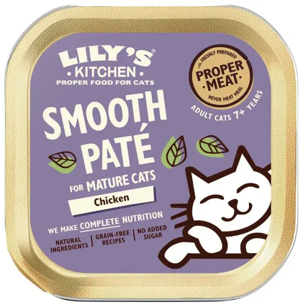 LILY'S KITCHEN Smooth Pat pentru pisici SENIOR, cu Pui 85g