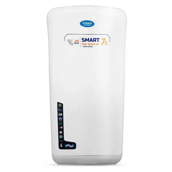 Limpio Uscator de maini Jet Limpio HD 75WA, Uscare rapida 5 secunde, Viteza aer 110m3/s, Motor 35000 rpm, Filtru antibacterian HEPA, Alb