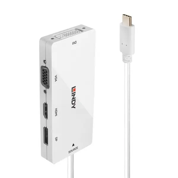 Lindy Adaptor USB-C la HDMI / VGA/ Displayport / DVI T-M Alb, Lindy L43279
