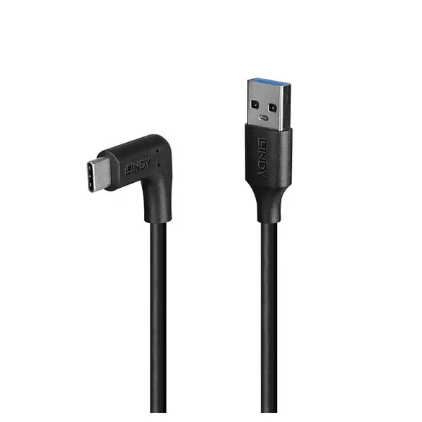 Lindy Cablu alimentare Lindy USB A la USB C unghi 90°, 1m, Negru LY-32013
