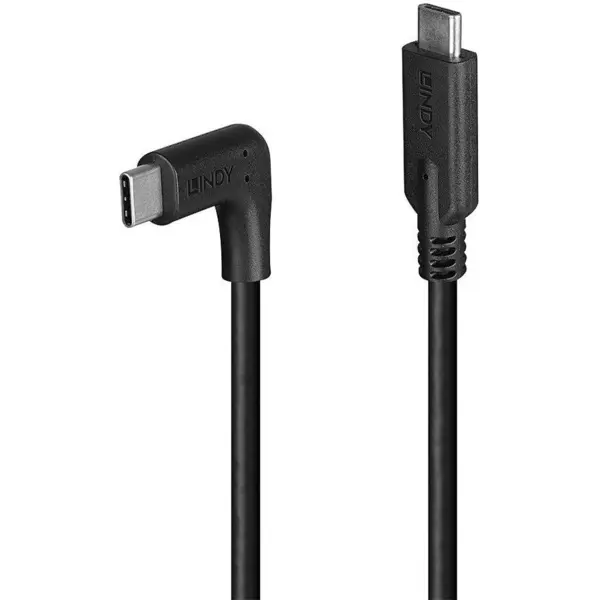 Lindy Cablu alimentare Lindy USB C la USB C unghi 90°, 10 Gbps, 1m, Negru LY-32018