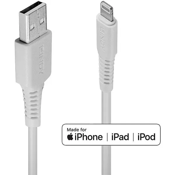 Lindy CABLU alimentare si date Lindy pt. smartphone Lightning la USB 2.0, 1 m, PVC, Alb, LY-31326