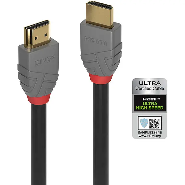 Lindy Cablu HDMI de ultra mare viteza de 1 m, linie Anthra