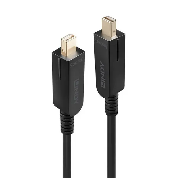 Lindy Cablu Mini Displayport v1.4 8K60Hz/4K120Hz Fibra optica Hybrid HDR - conectori Displayport detasabili T-T 10m, Lindy L38480