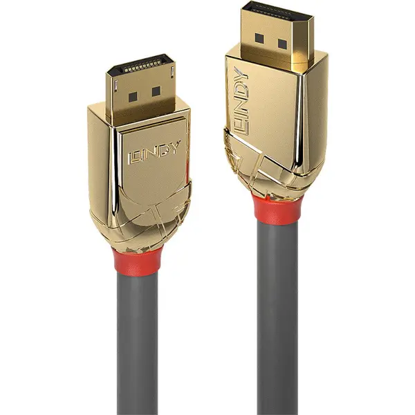 Lindy Cablu video LINDY Gold, DisplayPort Male - DisplayPort Male, v1.2, 10m, gri-auriu