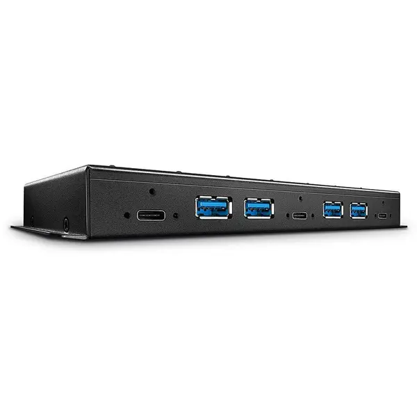 Lindy HUB extern Lindy LY-43275, Conectare prin USB Type-C, Numar Porturi 4 x USB 3.2 si 3 x USB Type-C,3.2 Metalic,Negru LY-43275