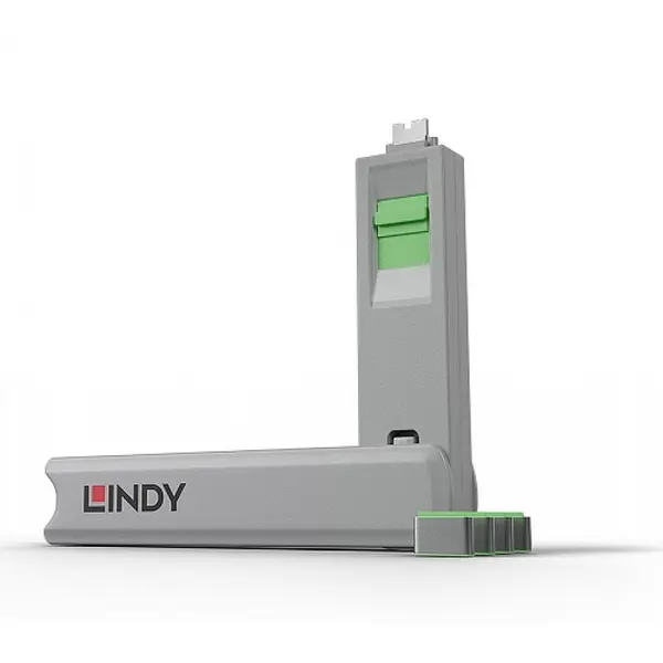 Lindy Set 4 bucati Port Blocker USB tip C/Thunderbolt 3 + cheie Verde, Lindy L40426