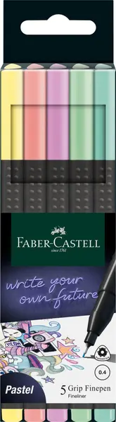 Liner 0.4mm, 5culori/set, Pastel Grip Faber-Castell