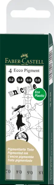 Liner Faber Castell Eco Pigment negru 4 bucati/set Liner Faber Castell Eco Pigment negru 4 bucati/set