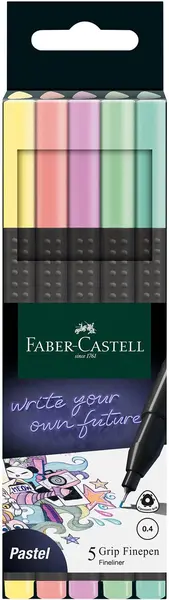 Liner Faber-Castell Grip - 0,4 mm, pastel, 5 culori