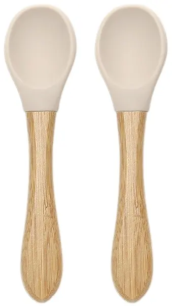 Linguri din silicon cu bambus Lorelli - Natural, 2 buc, Beige