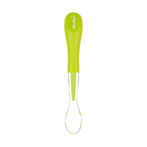 Lingurita de silicon pentru bebelusi Akuku Verde,varf moale,maner ergonomic,fara BPA