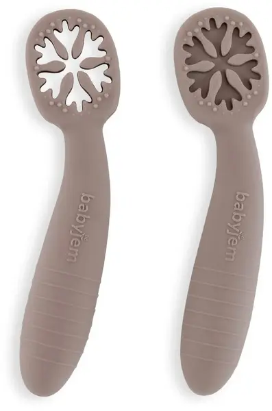 Lingurițe pentru bebeluși Babyjem - My First Spoon, 2 bucăți , Latte