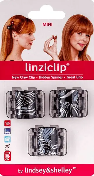 LinziClip Mini Agrafă de păr, art argintiu, 3 buc