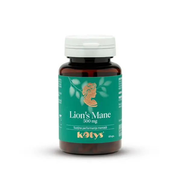 Lion's Mane 500 mg -- 60 capsule pentru susținerea performanței mentale, Kotys