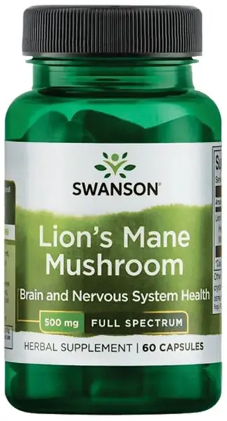 Lion's Mane Mushroom, 500 mg, 60 capsule, Swanson