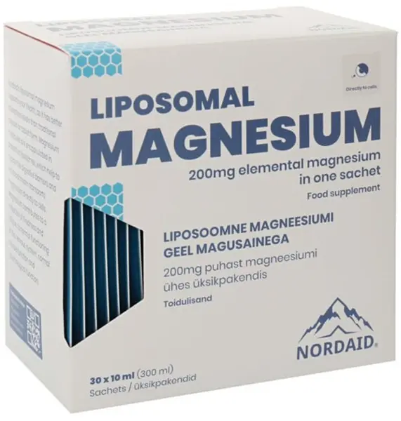 Liposomal Magnesium, 200 mg, mango, 30 pliculețe х 10 ml, Nordaid