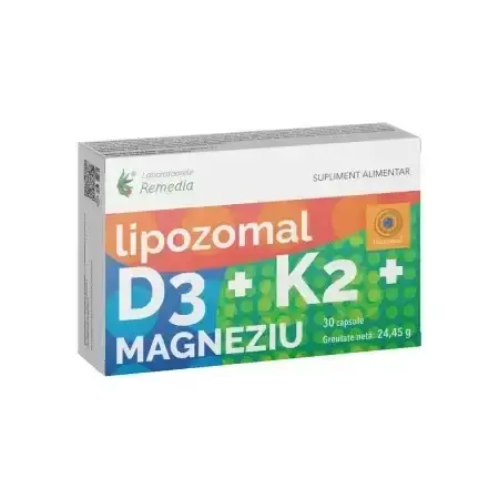 Lipozomal D3 + K2 + Magneziu 30 capsule Laboratoarele Remedia