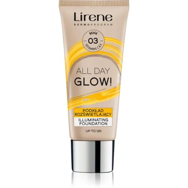 Lirene ALL DAY GLOW! machiaj lichid lucios pentru un efect de lunga durata culoare 03 Beige 30 ml