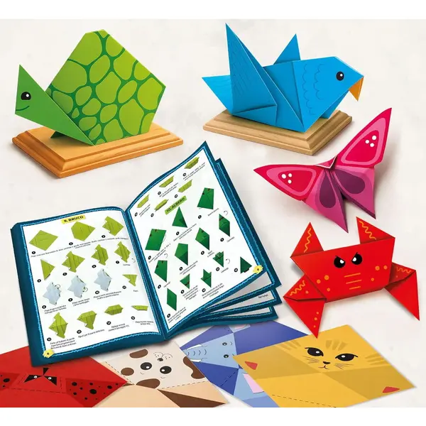 LISCIANI Jucarie Educativa Lisciani KIDS ART - Origami, 105 coli colorate, 4 suporturi din lemn, Varsta 7+