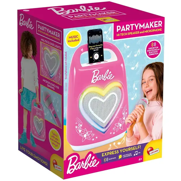 LISCIANI Jucarie muzicala LISCIANI Set petrecere Barbie - Microfon & boxa, Bluetooth, Iluminare LED