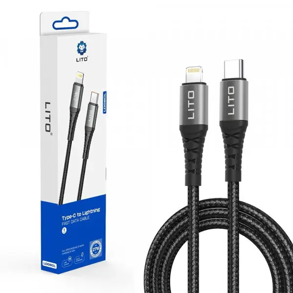 LITO Cablu Date si Incarcare USB-C - Lightning Lito LD22CL, 27W, 2m, Negru