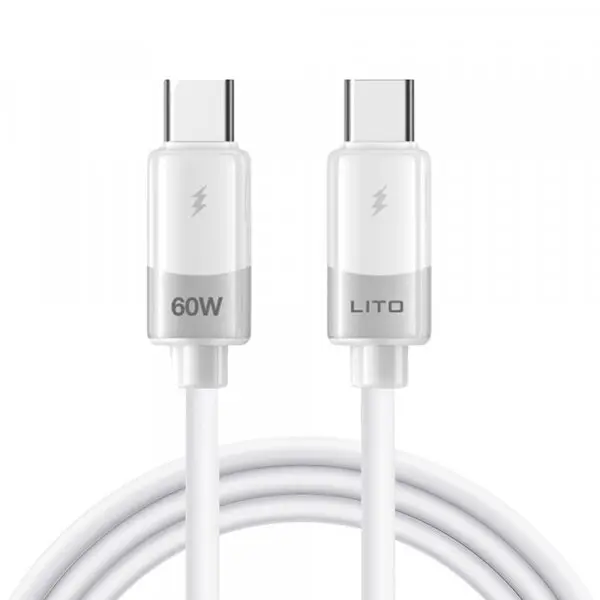 LITO Cablu Date si Incarcare USB-C - USB-C Lito LD07, 60W, 1m, Alb