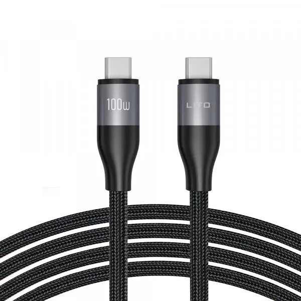 LITO Cablu Date si Incarcare USB-C - USB-C Lito LD25CC, 100W, 2m, Gri