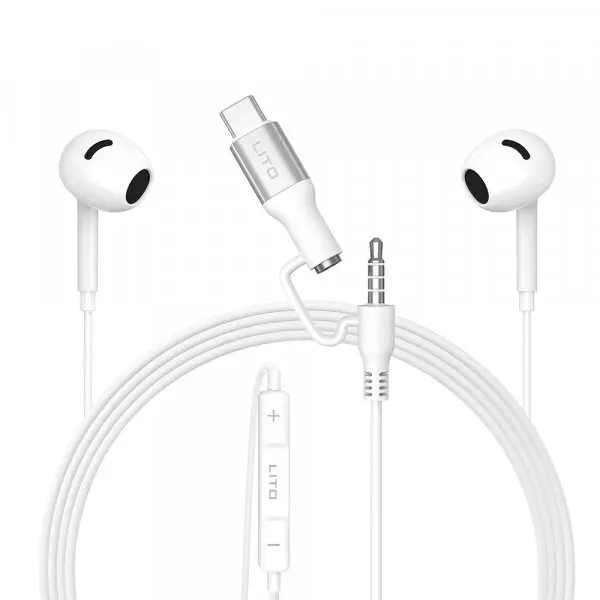 LITO Handsfree 3.5mm / USB-C Lito LF03, Alb
