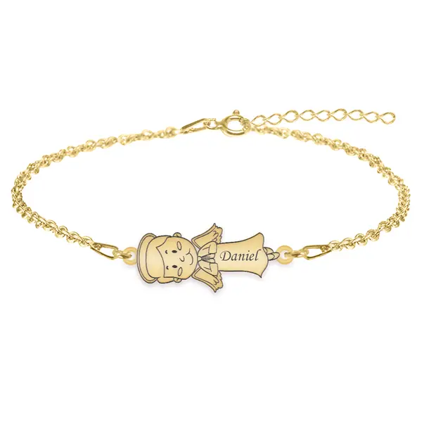 Little Angel - Bratara personalizata baietel ingeras din argint 925 placat cu aur galben 24K