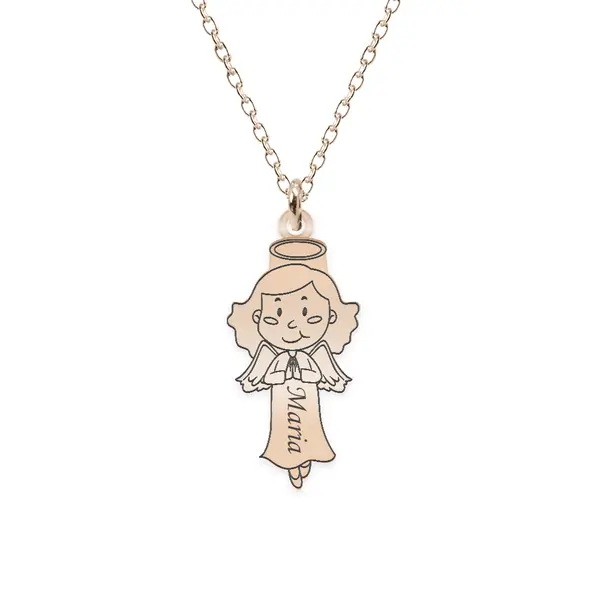Little Angel - Colier personalizat fetita ingeras din argint 925 placat cu aur roz