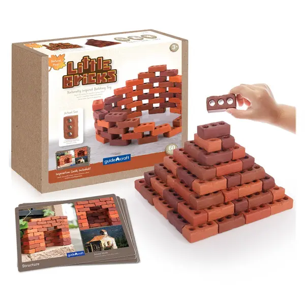 Little Bricks 60 de piese, Guidecraft maro