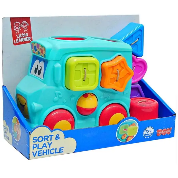 Little Learner Jucarie Little Learner Joc de sortare - Autobuzul vesel, Multicolor, 6 forme geometrice
