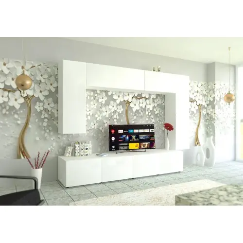 Living Armonia V1 MDF Alb Lucios - cu sistem "PUSH TO OPEN"