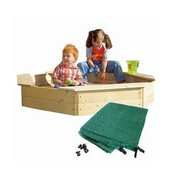 Loc de joaca pentru nisip Woody - Cu capac, Natural