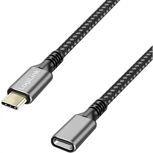 logilink CABLU alimentare si date LOGILINK, pt. smartphone, USB 3.2, USB Gen Type-C (T) la USB Type-C (M), 1m, PD 100W, 2 x ecranat, aluminiu, Negru-gri, CUA0108