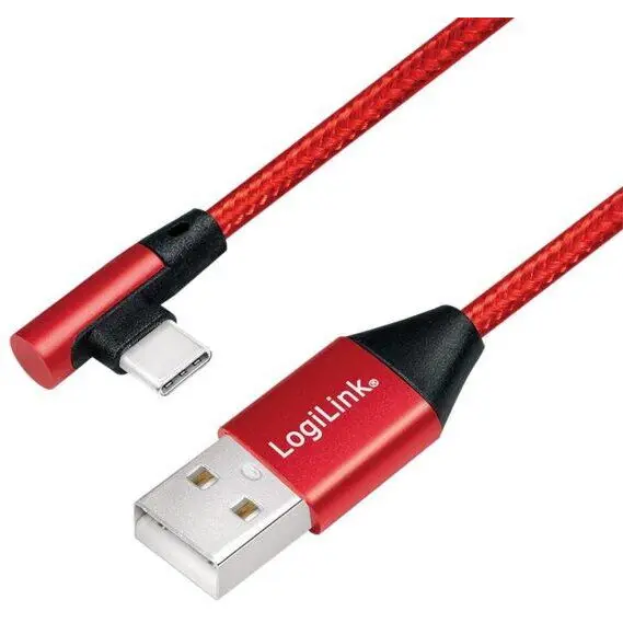 logilink Cablu de date Logilink, CU0146, USB 2.0 (T) la USB 2.0 Type-C (T) la 90 grade, 1m, Premium, Rosu
