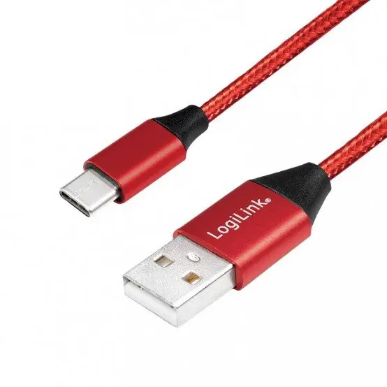 logilink Cablu LogiLink USB-A - USB-C 1,0m impletit rosu
