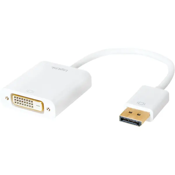 logilink CABLU video LOGILINK, adaptor DisplayPort (T) 1.1 la DVI-D DL (M), 0.15m, conectori auriti, rezolutie maxima Full HD (2560 x 1600) la 60 Hz, plastic, dublu ecranaj, alb
