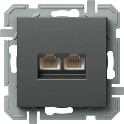 Logiq Priza Date Dubla 1P RJ45 CAT6 Antracit, TEM Modul TEM-KQ41ATXO-U