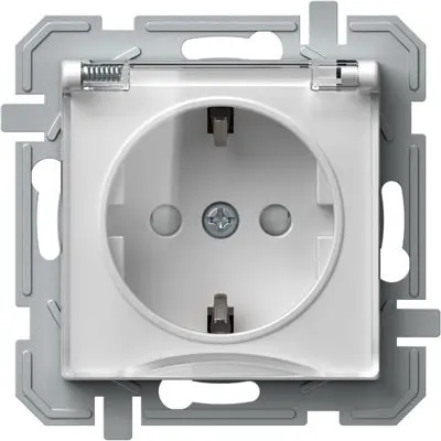 Logiq Priza SCHUKO cu capac borne automate 1P 16A Alb+Transparent, TEM Modul TEM-VQ13PTXO-U