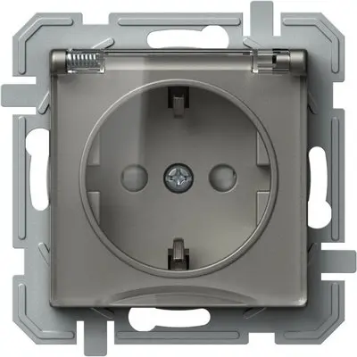 Logiq Priza SCHUKO cu capac borne cu surub 1P 16A Titan+Transparent, TEM Modul TEM-VQ11TTXO-U