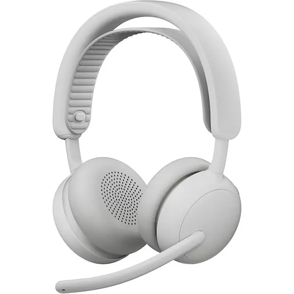 Logitech Casti wireless Logitech Zone Wireless 2 ES cu anulare a zgomotului, ANC hibrid adaptiv, Bluetooth, Alb-galbui