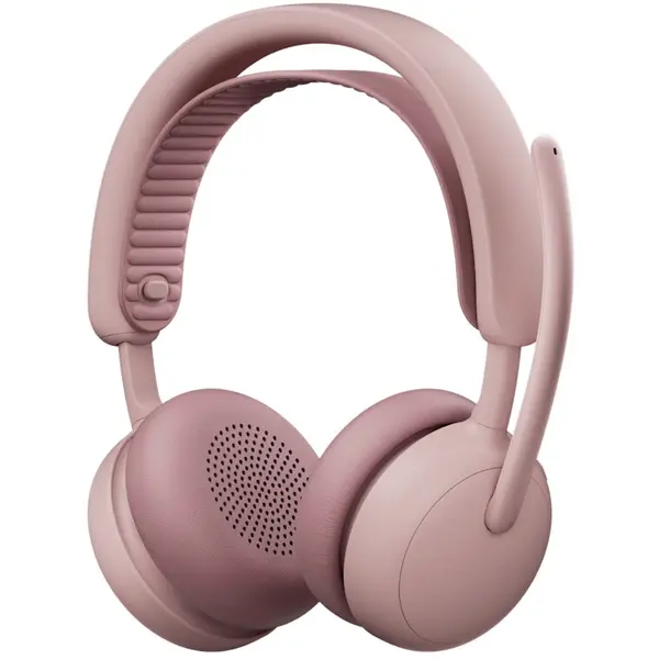 Logitech Casti wireless Logitech Zone Wireless 2 ES cu anulare a zgomotului, ANC hibrid adaptiv, Bluetooth, Roz